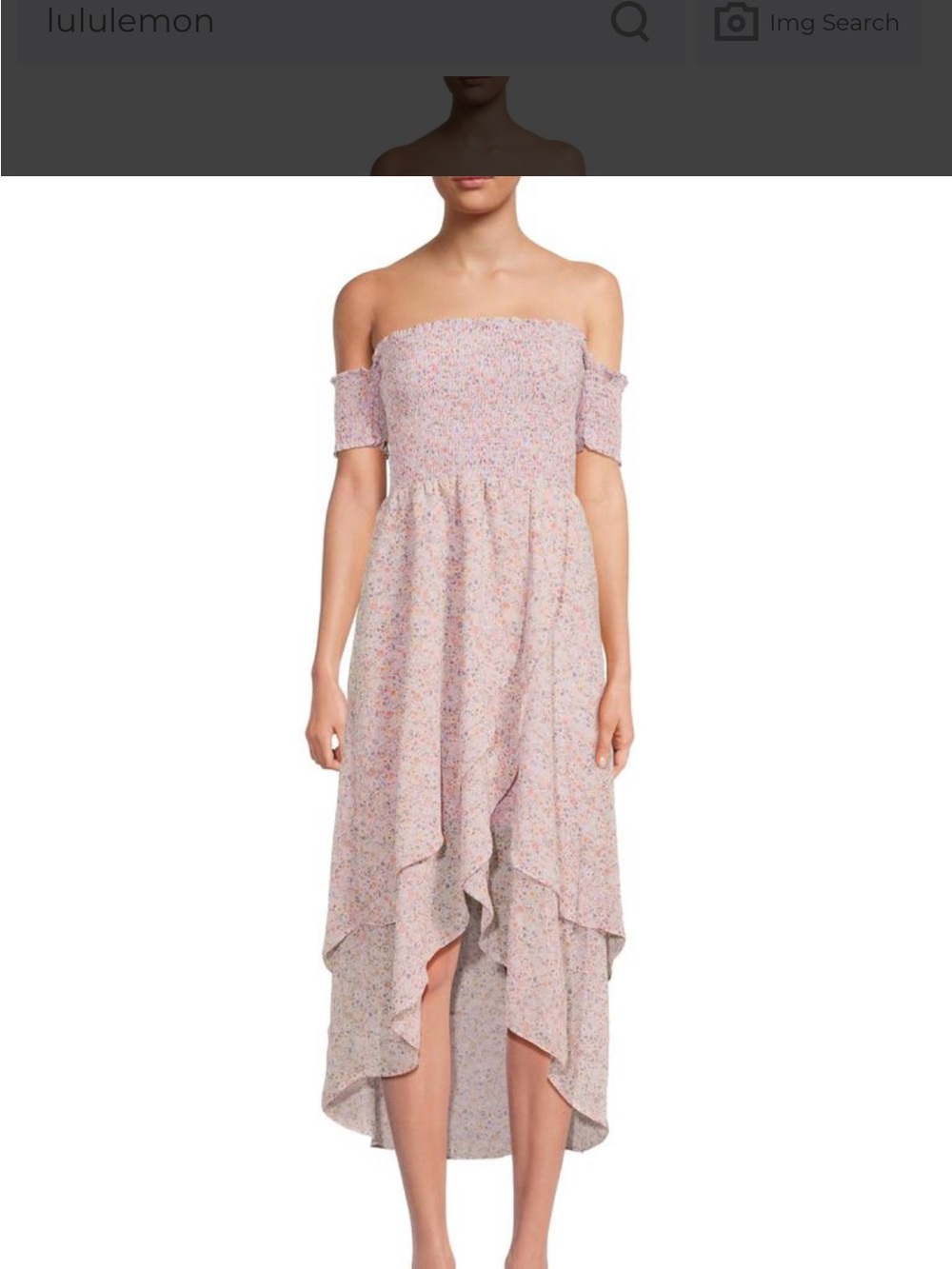 Off-Shoulder Pink Floral High-Low Dress